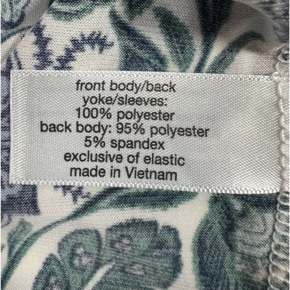 Lane Bryant Blouse Floral V Neck Plus Size 26/28 Long Sleeve Blue/Green Stretch - Picture 9 of 9